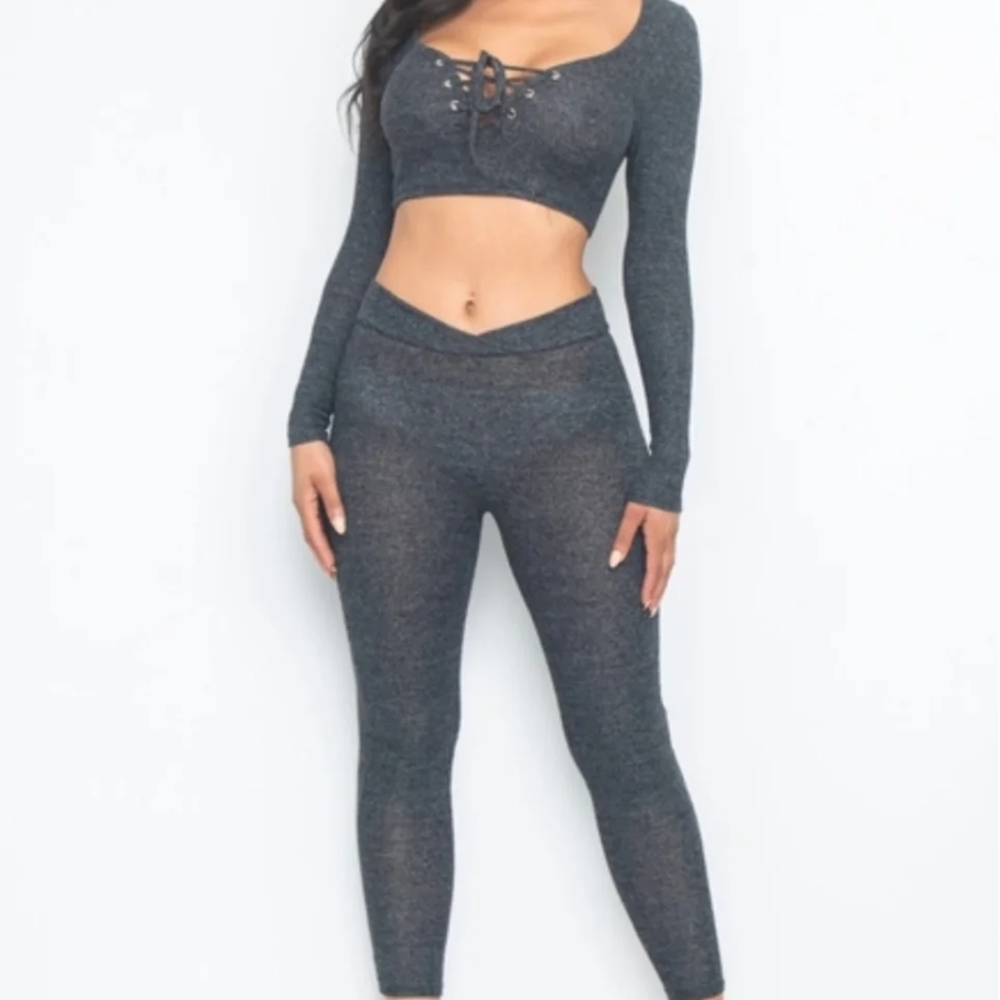 Charcoal Crop Top w/Pants